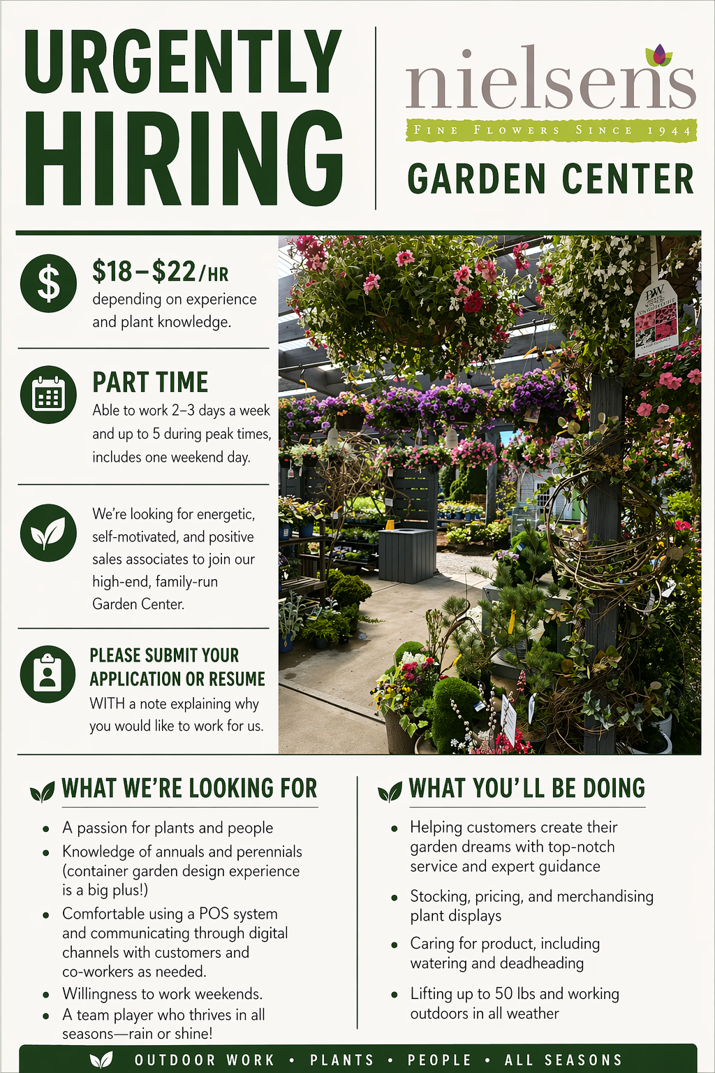 now hiring poster